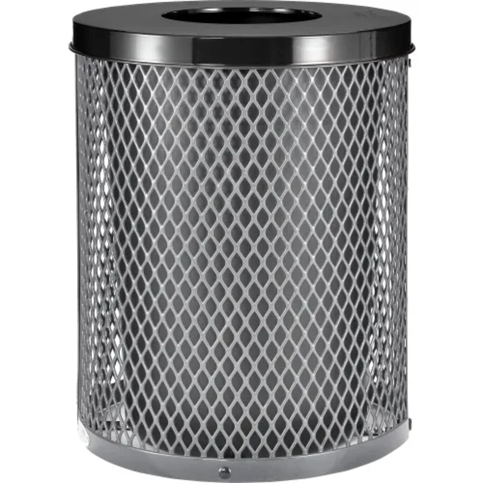 Global Industrial Outdoor Diamond Steel Trash Can w/ Flat Lid, 36 Gallon, Gray (261924GY)