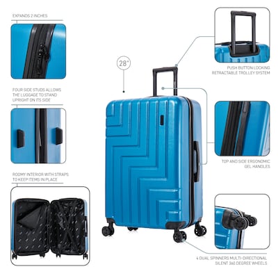DUKAP Zahav 29.52" Hardside Suitcase, 4-Wheeled Spinner, Teal (DKZAH00L-TEA)