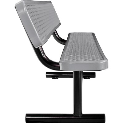 Global Industrial 8' Outdoor Steel Bench w/ Backrest, Expanded Metal, Gray (277155GY)