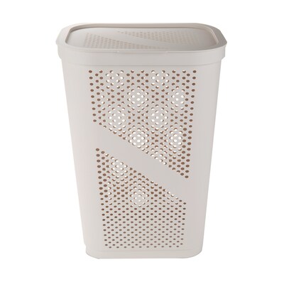 Mind Reader 15.85-Gallon Slim Laundry Hamper with Lid, Plastic, Ivory, 2/Set (2HBIN60-IVO)