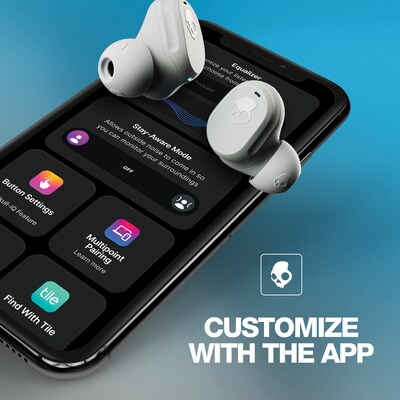 Skullcandy Mod True Wireless Earbuds with Microphone & Charging Case, Bluetooth, Light Gray (S2FYW-P751)