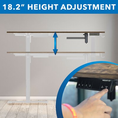 Mount-It! Large 63"W Electric Corner Adjustable Standing Desk, Brown/White (MI-15018)