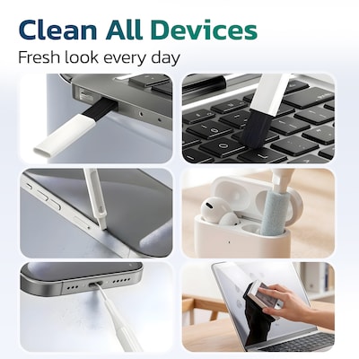 Purely D58 22-in-1 Computer and Keyboard Cleaning Brush Kit with Storage Tray, White (PCKOD58)