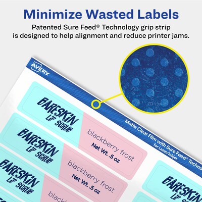 Avery Laser/Inkjet Rectangle Multipurpose Labels, 3/4" x 3-1/2", Clear, 2000/Box (94217)