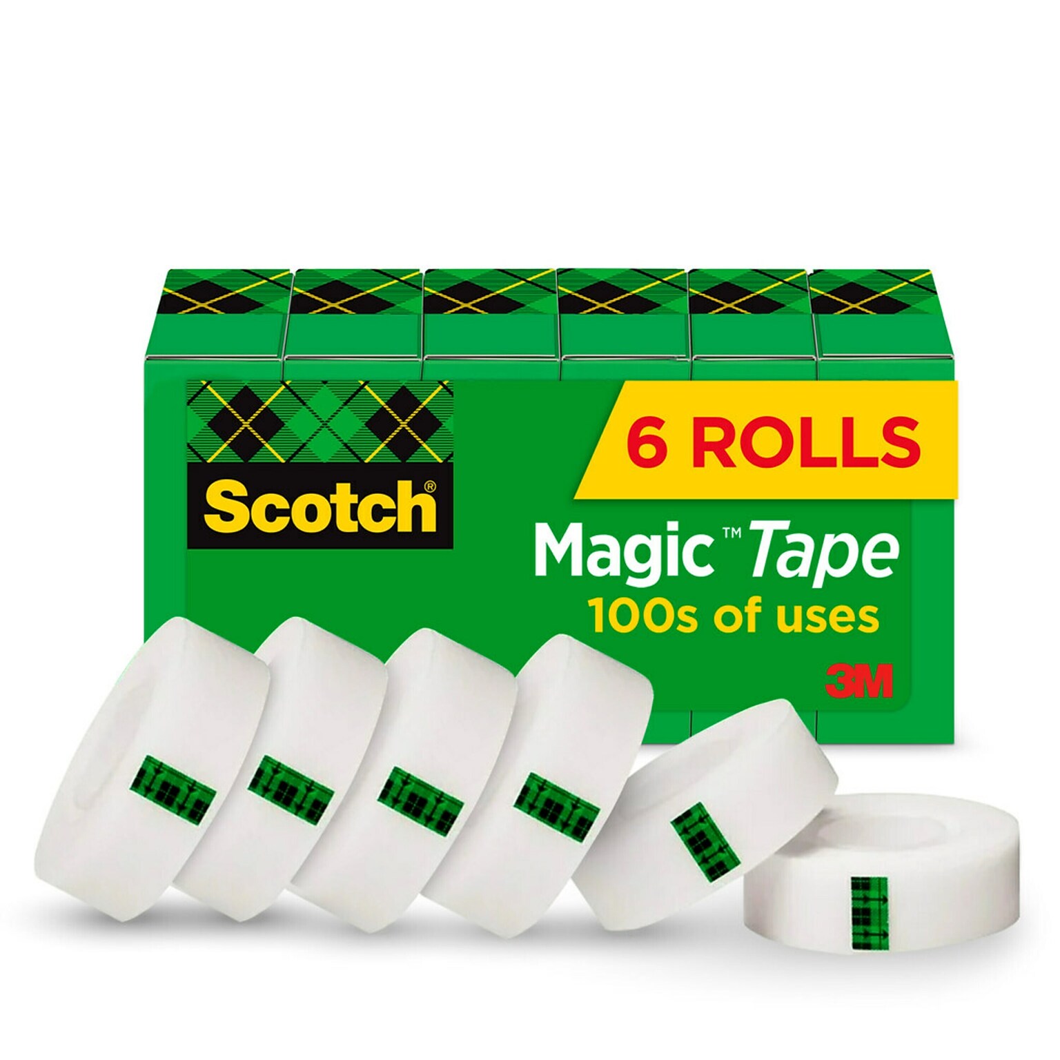 Scotch Magic Invisible Clear Tape Refill, 0.75 x 36 yds., 1 Core, Clear, 6 Rolls/Pack (MMM8106PK)