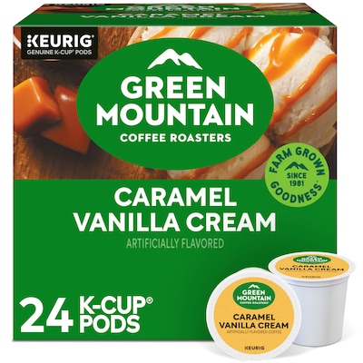 Green Mountain Caramel Vanilla Cream Coffee Keurig® K-Cup® Pods, Light Roast, 24/Box (5000330109)