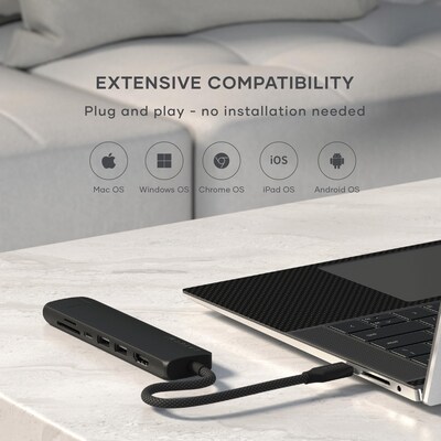 Satechi Slim Plus 7-in-1 Port Replicator Docking Station for Windows/Mac (ST-P7SK)