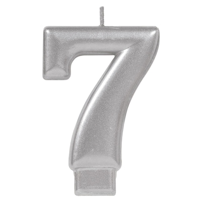 Party City Number 7 Birthday Candle, Silver (AM170583)
