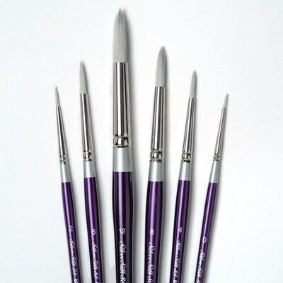 Silver Brush Silver Silk Round Brushes, 6/Pack (SLVSS8876)