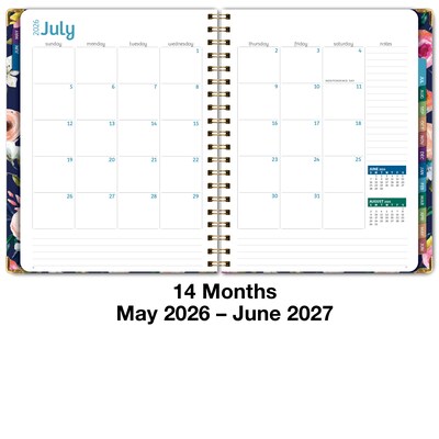 2026-2027 Excello Brands 8.5" x 11" Academic Weekly & Monthly Planner, Paperboard Cover, Navy Floral (FSHN-AY26-8511-84)