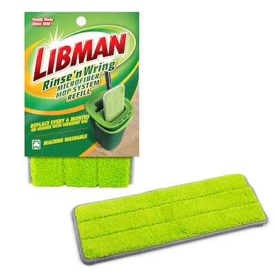 Libman Rinse n Wring Microfiber 13 Mop Pad Refill, Green, 6/Pack (1676)