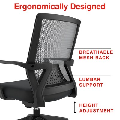 Staples Cartwright Ergonomic Fabric Swivel Task Chair, Black (ST62400)