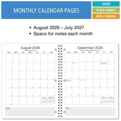 2026-2027 ELAN 8.5" x 11" Academic Weekly & Monthly Student Planner, Paperboard Cover, Blue (DA40-AY26)