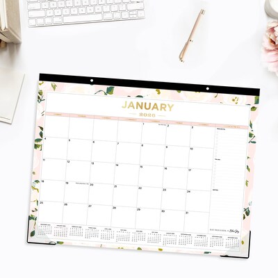 2026 Day Designer for Blue Sky Coming Up Roses Blush 22" x 17" Monthly Desk Calendar (138198-26)