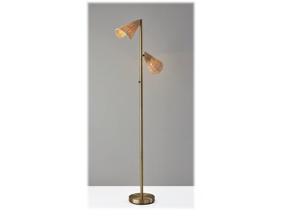 Adesso Cove 62.75 Antique Brass Floor Lamp with 2 Irregular Shades (5114-21)