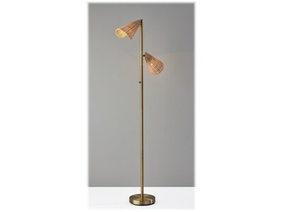 Adesso Cove 62.75 Antique Brass Floor Lamp with 2 Irregular Shades (5114-21)