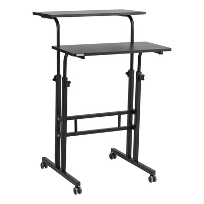 Mind Reader 27.5"- 39" Mobile Adjustable Sit/Stand Desk, Black (SDROLLXL-BLK)