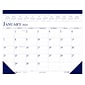 2024 House of Doolittle Compact 18.5" x 13" Monthly Desk Pad Calendar, White/Blue (1506-24)