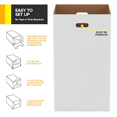 Gritt Commercial 40-Gallon Corrugated Cardboard Trash Can and Recycling Container, White, 10/Carton (GRI520-40G-10)