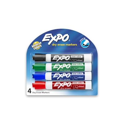 Expo Low-Odor Dry-Erase Marker, Broad Chisel Tip, Black, Dozen