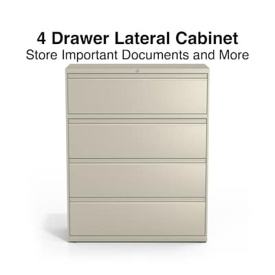 Quill Brand® Commercial 4 File Drawers Lateral File Cabinet, Locking, Putty/Beige, Letter/Legal, 42.