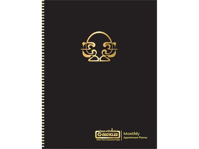 2025 House of Doolittle Deco Days 8.5 x 11 Monthly Calendar Planner, Faux Leather Cover, Black/Gol