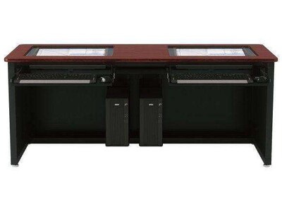 VersaDesk 72"W Downview Computer Desk, Cherry/Black (DV7230-BC)