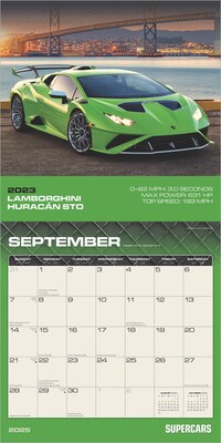2025 Motor Club Supercars 12" x 12" Monthly Square Wall Calendar (9781975477844)