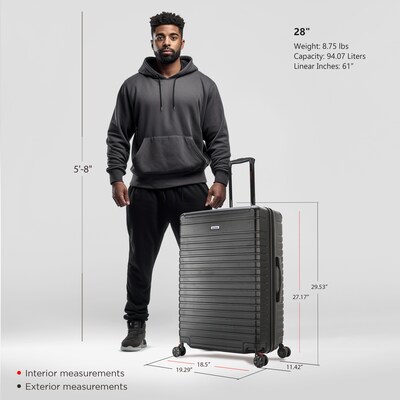 InUSA Deep 28" Hardside Suitcase, 4-Wheeled Spinner, Black (IUDEE00L-BLK)