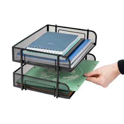 Mind Reader Metal Side Loading Stackable Letter Tray, Letter Size, Black (ESTACK2-BLK)
