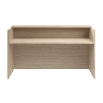 Bush Business Furniture Arrive 72W Reception Desk with Shelf, Natural Elm (AVD172NEK)