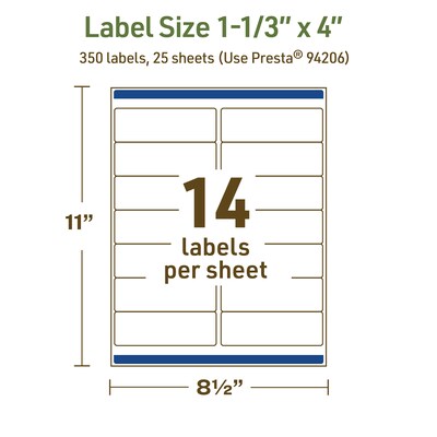 Avery Dissolvable Rectangle Multipurpose Labels, 1-1/3" x 4", Off-white, 350/Pack (94206)