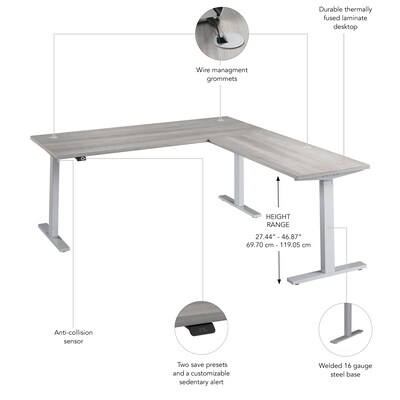 Bush Business Furniture Move 60 Series 72"W L Shaped Adjustable Standing Desk, Platinum Gray (M6SL7278PGSK)