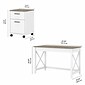 Bush Furniture Key West 48" Writing Desk with File Cabinet, Shiplap Gray/Pure White (KWS001G2W)