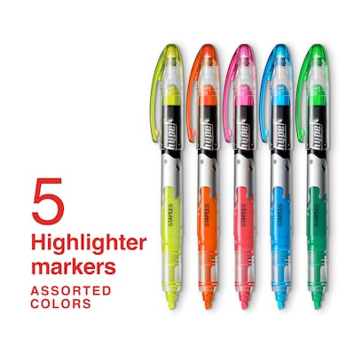 Hype!™ Liquid Highlighters, Assorted, 5/Pack (34657-CC)