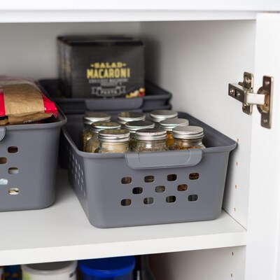 Iris Small Plastic Storage Baskets, Gray (500225)