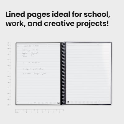 Rocketbook Core Reusable Smart Notebook, 8.5" x 11", Lined Ruled, 32 Sheets, Black (EVR2-L-RC-A)