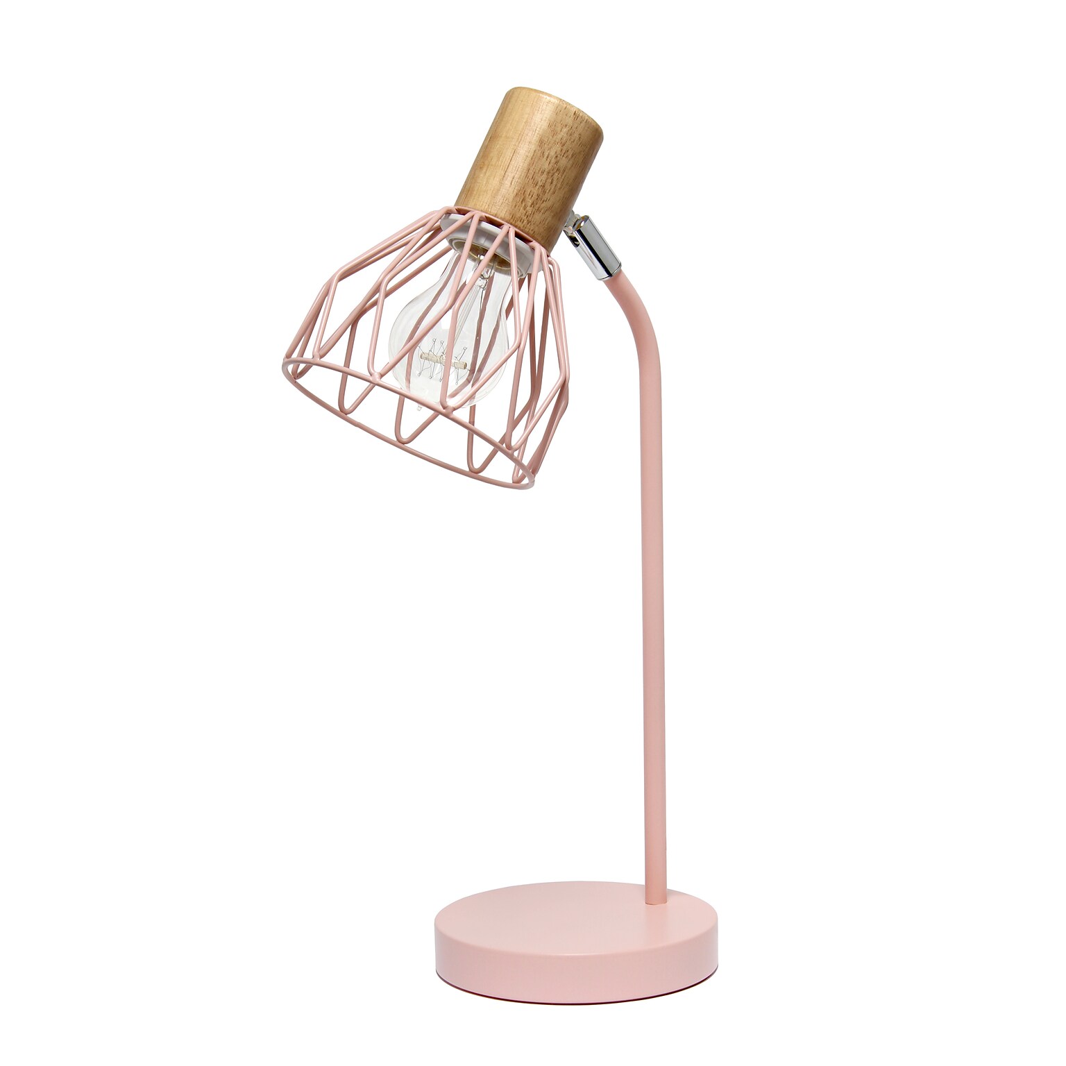 Simple Designs Farmhouse Fusion LED Desk Lamp, 18.19, Light Pink Iron (LD2022-LPK)