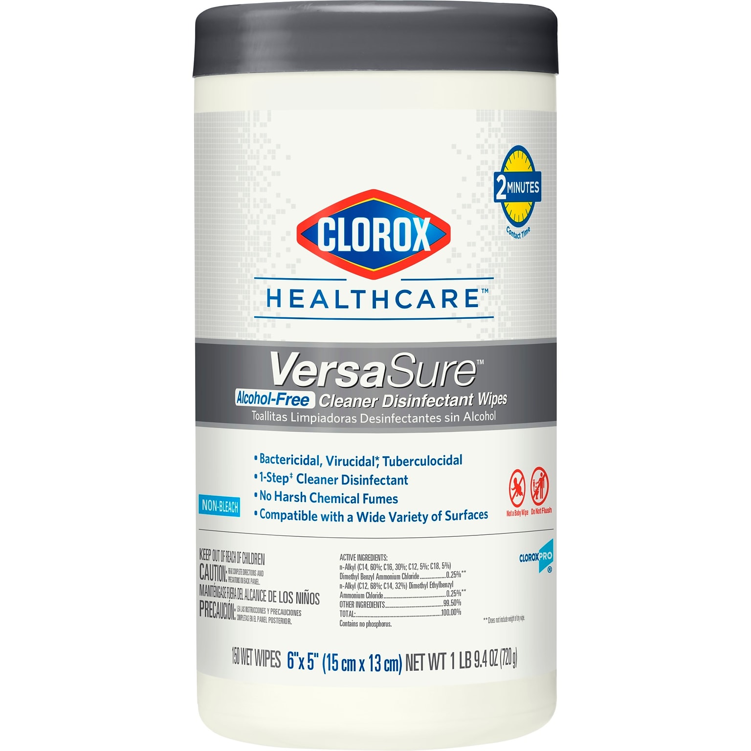 Clorox Healthcare VersaSure Disinfecting Wipes, 150/Canister (31758)
