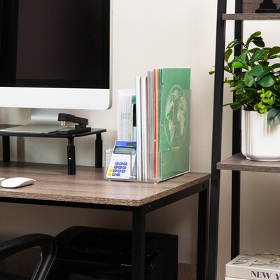 Mind Reader 3-Compartment Acrylic Desk Organizer, Clear (AMAG-CLR)