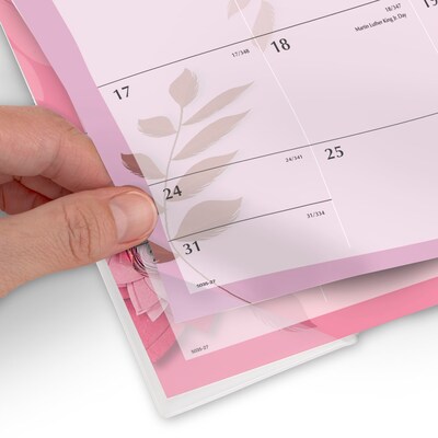 2027 AT-A-GLANCE Paper Flowers 21.75" x 17" Monthly Desk Pad Calendar, Pink/Brown (5035-27)
