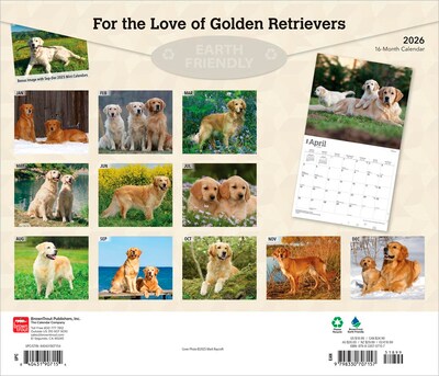2026 BrownTrout For the Love of Golden Retrievers 14 x 12 Monthly Wall Calendar (9798330707157)