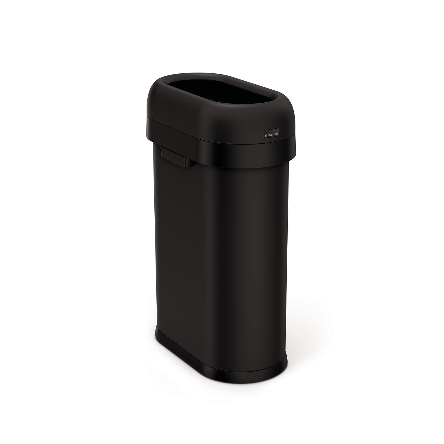 simplehuman Commercial Slim Steel Trash Can with Open Lid, 13 Gallon, Matte Black (CW1498)
