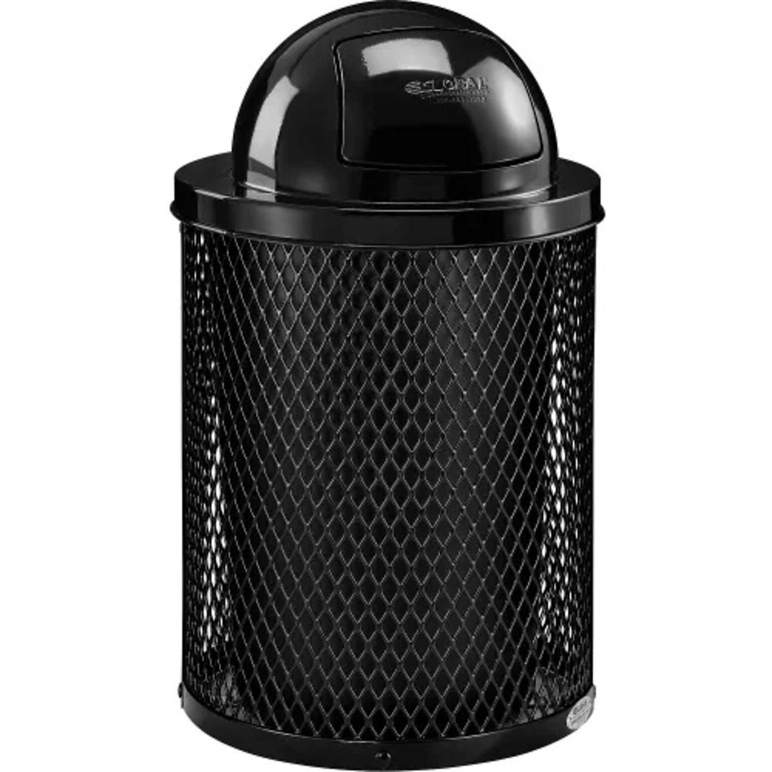 Global Industrial Outdoor Steel Diamond Trash Can w/ Dome Lid, 36 Gallon, Black (261948BK)