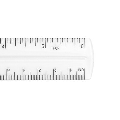 Westcott Shatterproof 6" Plastic Standard Ruler, Clear (45016))