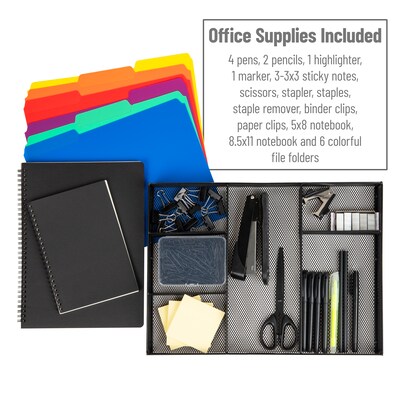 Mind Reader Monitor Stand with Office Supplies Included, Black (MONSET-BLK)