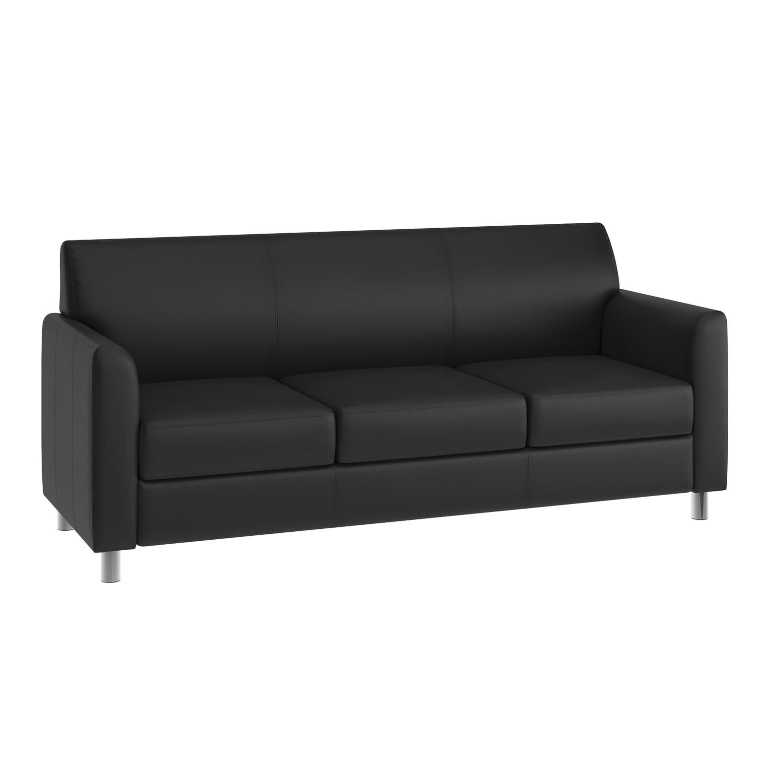 Flash Furniture Hercules Diplomat LeatherSoft Sofa, Black/Chrome Legs (BT8273BKCHR)