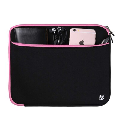 Vangoddy Neoprene Laptop Sleeve for 12" Laptop, Black/Pink