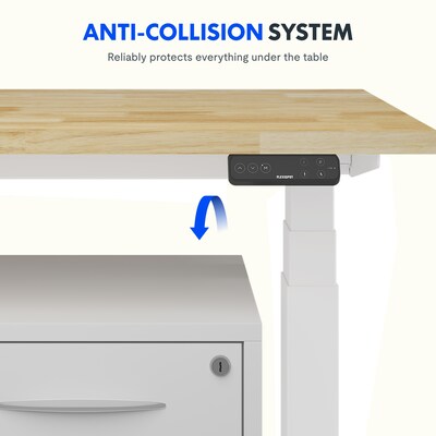 FlexiSpot E7 Commercial 48''W Electric Adjustable Standing Desk, Rubberwood/White (E7WCOM4824-RW)
