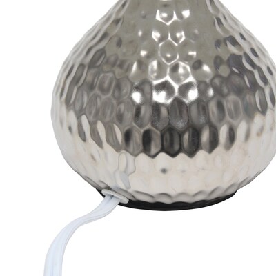 Simple Designs Hammered Silver Drip Mini Table Lamp, Black (LT2073-SVB)